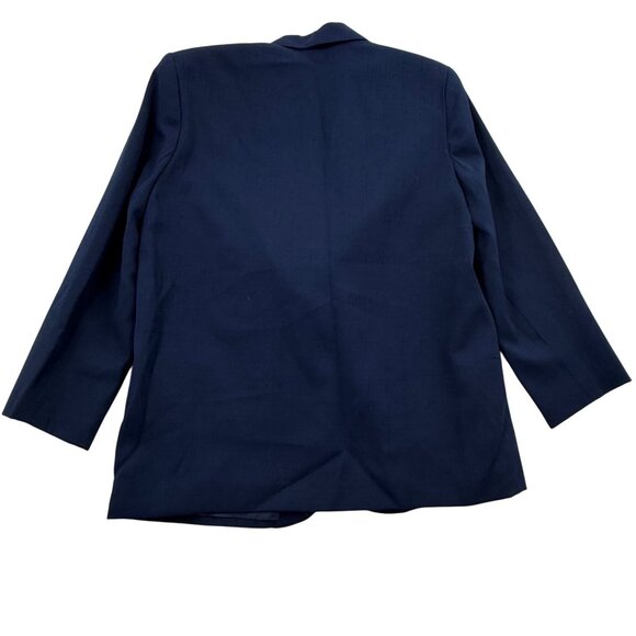 Vintage Sag Harbor Petite Womens Navy Blazer Size 14P 2-Button Polyester Blend J - Picture 2 of 10
